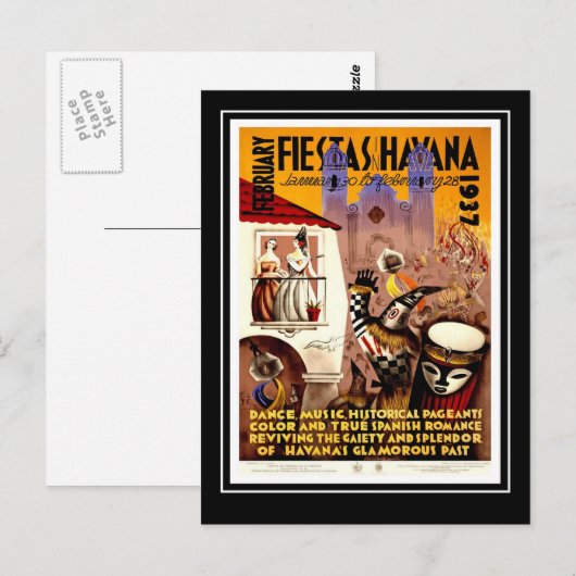 Briefkaart Vintage Travel Fiesta Havana (Voorkant / Achterkant)