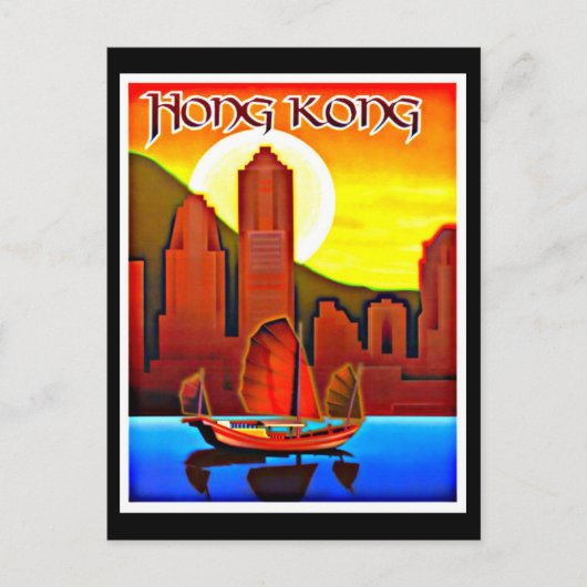 Briefkaart-Vintage Travel-Hong Kong Briefkaart (Voorkant)