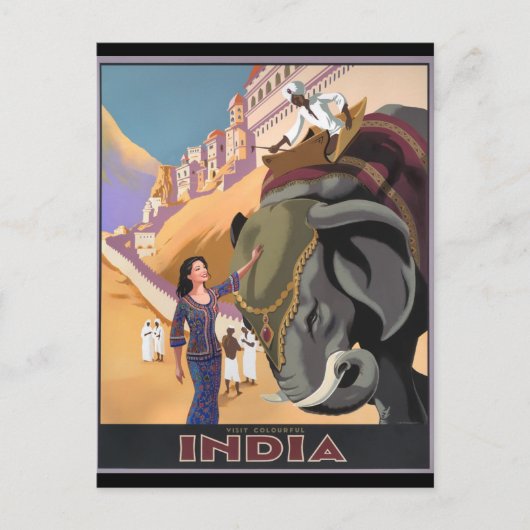 Briefkaart-Vintage Travel-India Briefkaart (Voorkant)