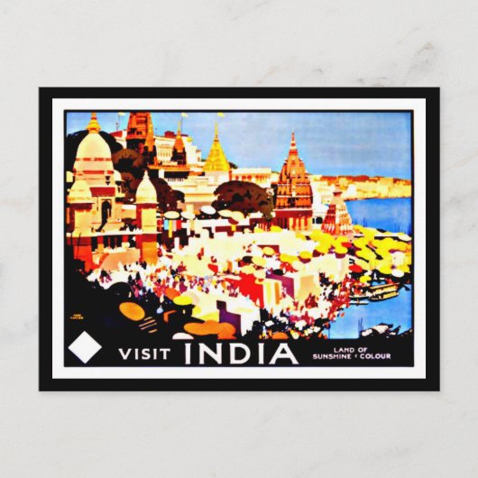 Briefkaart-Vintage Travel-India Briefkaart (Voorkant)