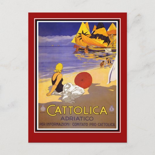 Briefkaart Vintage Travel Italië (Voorkant)