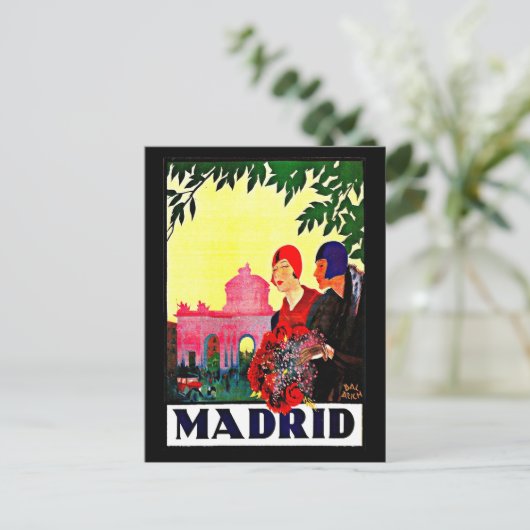 Briefkaart-Vintage Travel-Madrid Briefkaart (Staand voorkant)