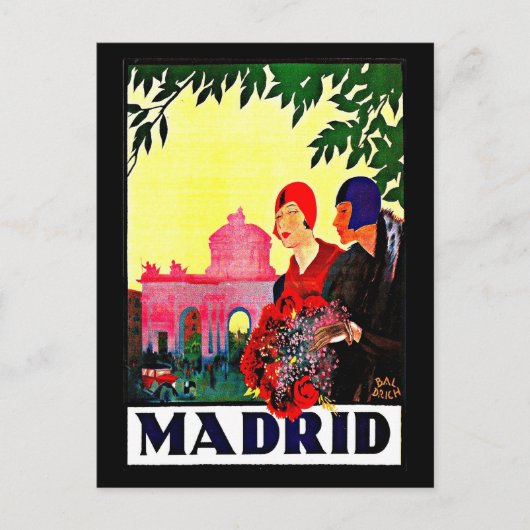 Briefkaart-Vintage Travel-Madrid Briefkaart (Voorkant)