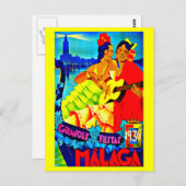 Briefkaart-Vintage Travel-Malaga Briefkaart (Voorkant / Achterkant)