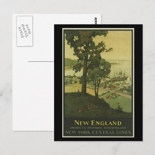Briefkaart-Vintage Travel-New England Briefkaart (Voorkant / Achterkant)