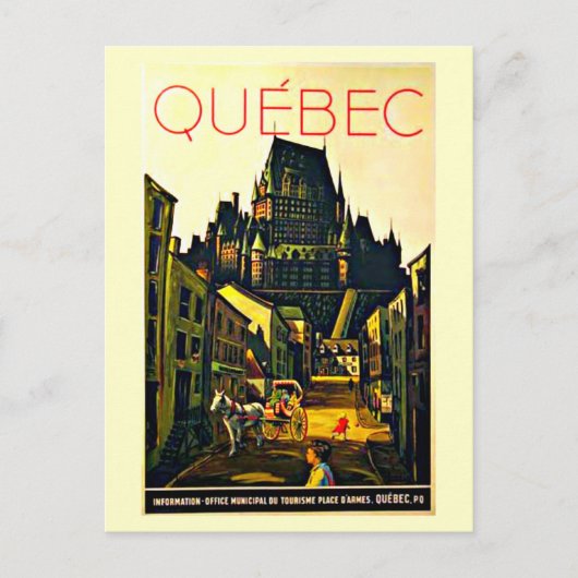 Briefkaart-Vintage Travel-Quebec Briefkaart (Voorkant)
