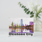 Briefkaart Vintage Waterverf Oklahoma City (Staand voorkant)