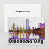 Briefkaart Vintage Waterverf Oklahoma City (Voorkant / Achterkant)