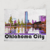 Briefkaart Vintage Waterverf Oklahoma City (Voorkant)