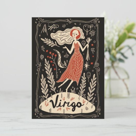 Briefkaart - Virgo Celestial Zodiac Art (Staand voorkant)