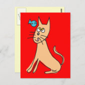 Briefkaart vis en kat (Voorkant / Achterkant)