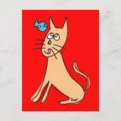 Briefkaart vis en kat (Voorkant)