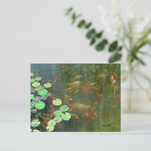 Briefkaart visvijver (Staand voorkant)