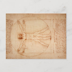 Briefkaart Vitruviaans Man door Leonardo da Vinci