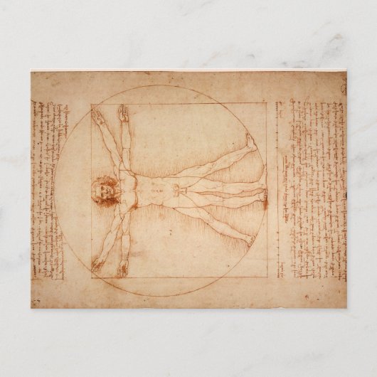 Briefkaart Vitruviaans Man door Leonardo da Vinci (Voorkant)