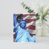 Briefkaart Vlag en Vrijheidsbeeld (Staand voorkant)