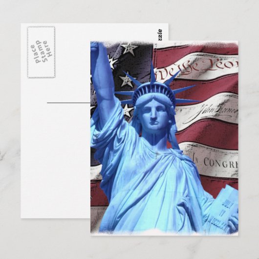 Briefkaart Vlag en Vrijheidsbeeld (Voorkant / Achterkant)
