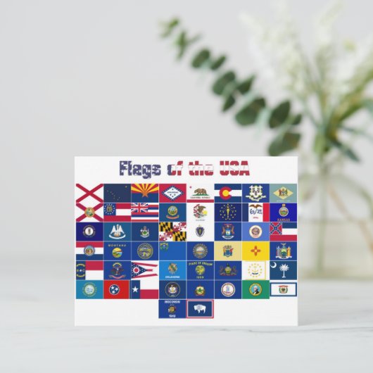 Briefkaart "Vlaggen van de VS" (Staand voorkant)