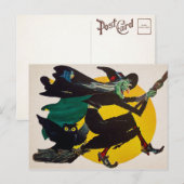 Briefkaart vliegende heks (Voorkant / Achterkant)