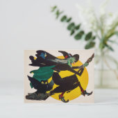 Briefkaart  vliegende heks (Staand voorkant)