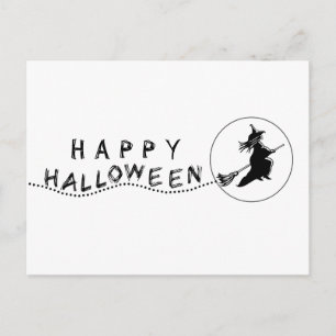 Briefkaart vliegende heks Halloween