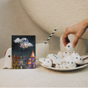 Briefkaart vliegende heks Postkruising