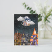 Briefkaart vliegende heks Postkruising (Staand voorkant)