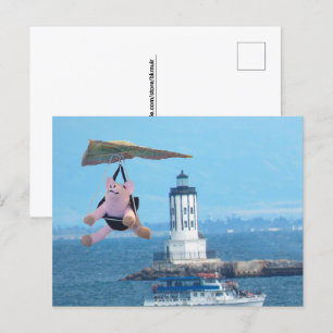 Briefkaart - Vliegende hond over LA Harbour Light