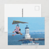 Briefkaart - Vliegende hond over LA Harbour Light (Voorkant / Achterkant)