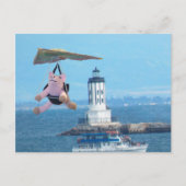 Briefkaart - Vliegende hond over LA Harbour Light (Voorkant)