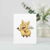 Briefkaart vliegende varkens (Staand voorkant)