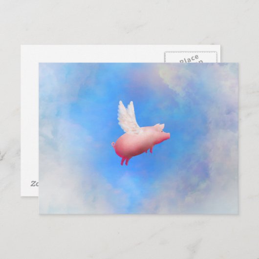 Briefkaart vliegende varkens (Voorkant / Achterkant)