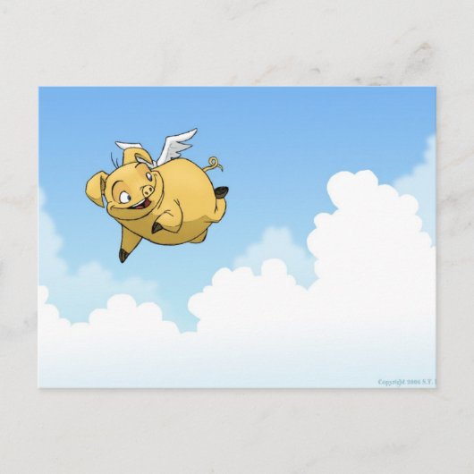 Briefkaart vliegende varkens (Voorkant)