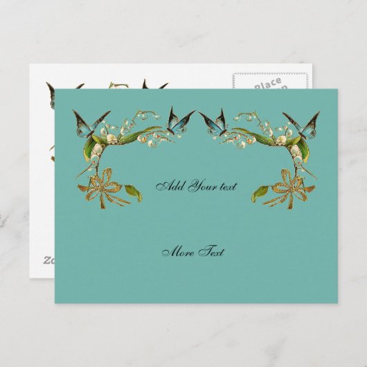 Briefkaart  Vlinders Blauwgroen (Voorkant / Achterkant)