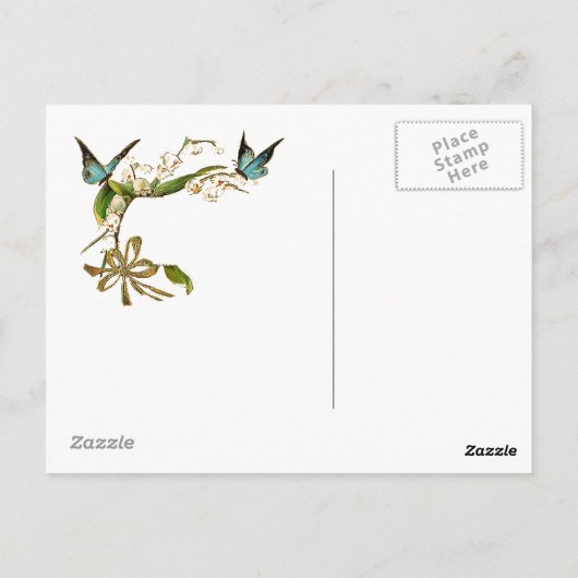 Briefkaart  Vlinders Blauwgroen (Achterkant)