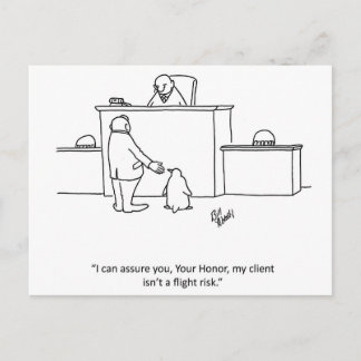 Briefkaart "Vluchtrisico" van de Humor van de advo