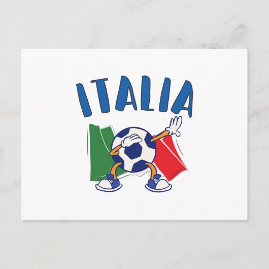 Briefkaart Voetbal vlag Italië (Voorkant)