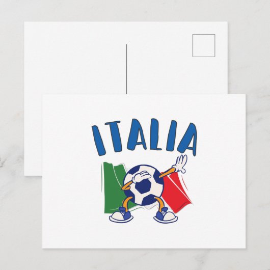 Briefkaart Voetbal vlag Italië (Voorkant / Achterkant)