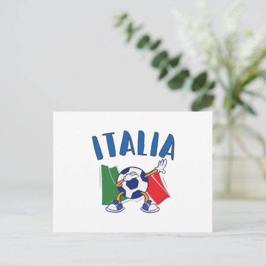 Briefkaart Voetbal vlag Italië (Staand voorkant)