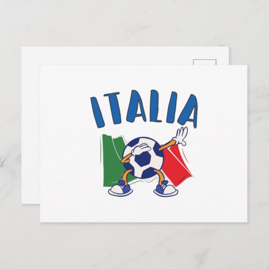Briefkaart Voetbal vlag Italië (Voorkant / Achterkant)