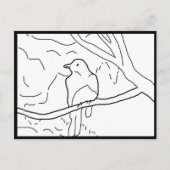 Briefkaart - Vogel op Tak aan Kleur (Voorkant)