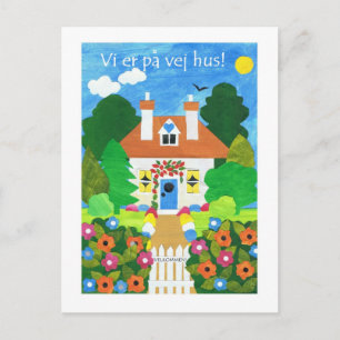 Briefkaart voor aankondiging nieuw adres in Denema