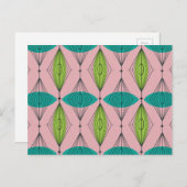 Briefkaart voor atoomroze Ogee en Starbursts (Voorkant / Achterkant)