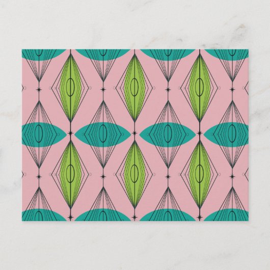 Briefkaart voor atoomroze Ogee en Starbursts (Voorkant)