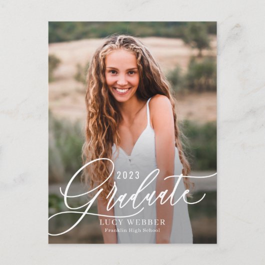 Briefkaart voor bekendmaking Afstuderen in finely  (Voorkant)