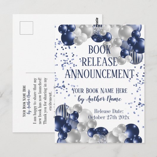 Briefkaart voor bekendmaking van boekversie (Voorkant / Achterkant)