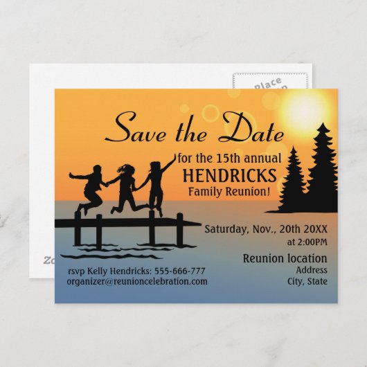 Briefkaart voor bekendmaking van creatieve gezinsh (Voorkant / Achterkant)