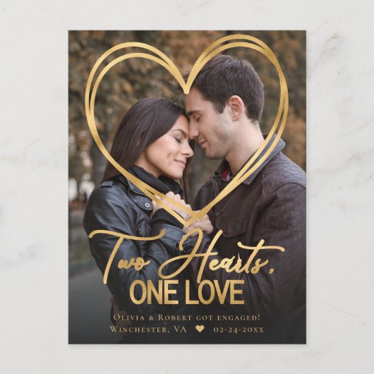 Briefkaart voor bekendmaking Verloving hartfoto (Voorkant)