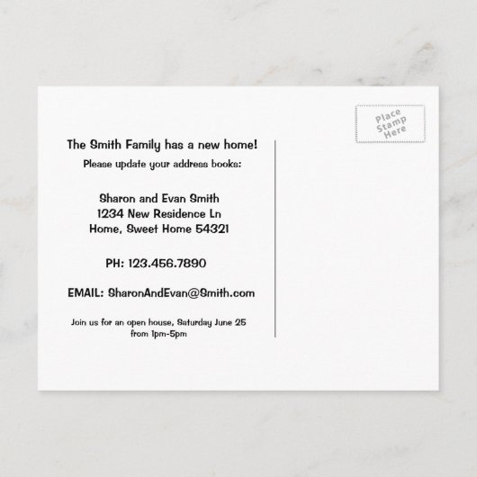 Briefkaart voor bewegende aankondiging (Achterkant)