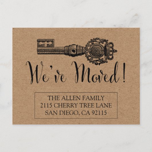 Briefkaart voor bewegende aankondiging - sleutel (Voorkant)